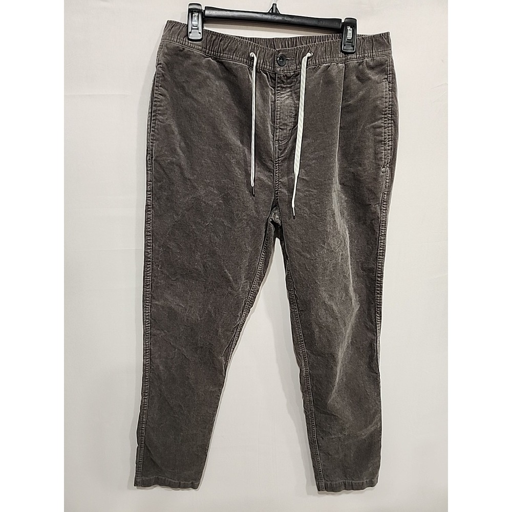 Vuori Optimist Corduroy Pants Mens L Grey 29 Inch Inseam Pockets Drawstring V440
